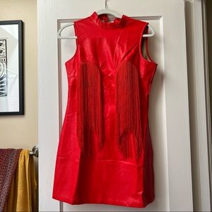 Fashion Brand Company OOAK Red Pleather Boob Cutout Dress in Size Small